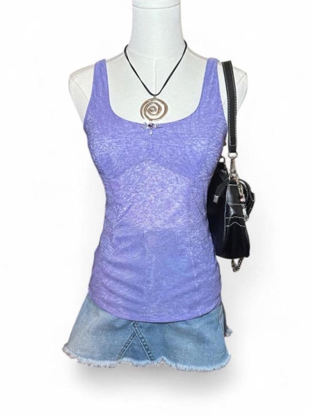 Free People Purple Tank Top Floral Bow Jewel Detail Y2K Fairycore Olivia Rodrigo